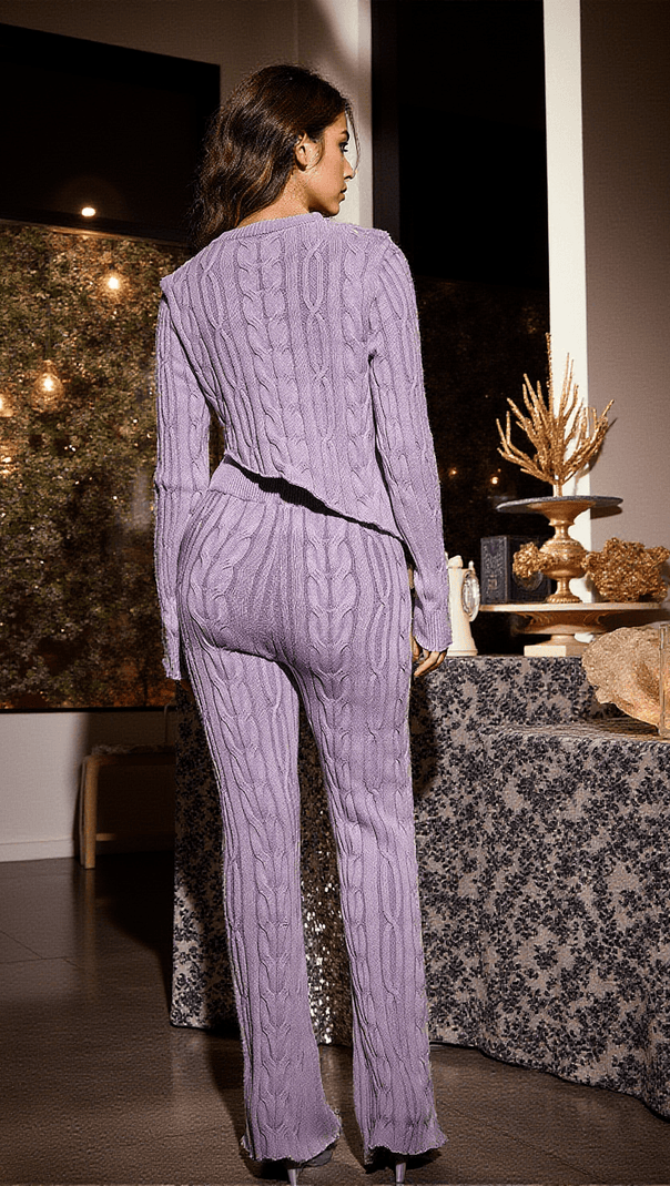 AIIZIE LINNET KNIT LOUNGE PANTS IN PURPLE - product image