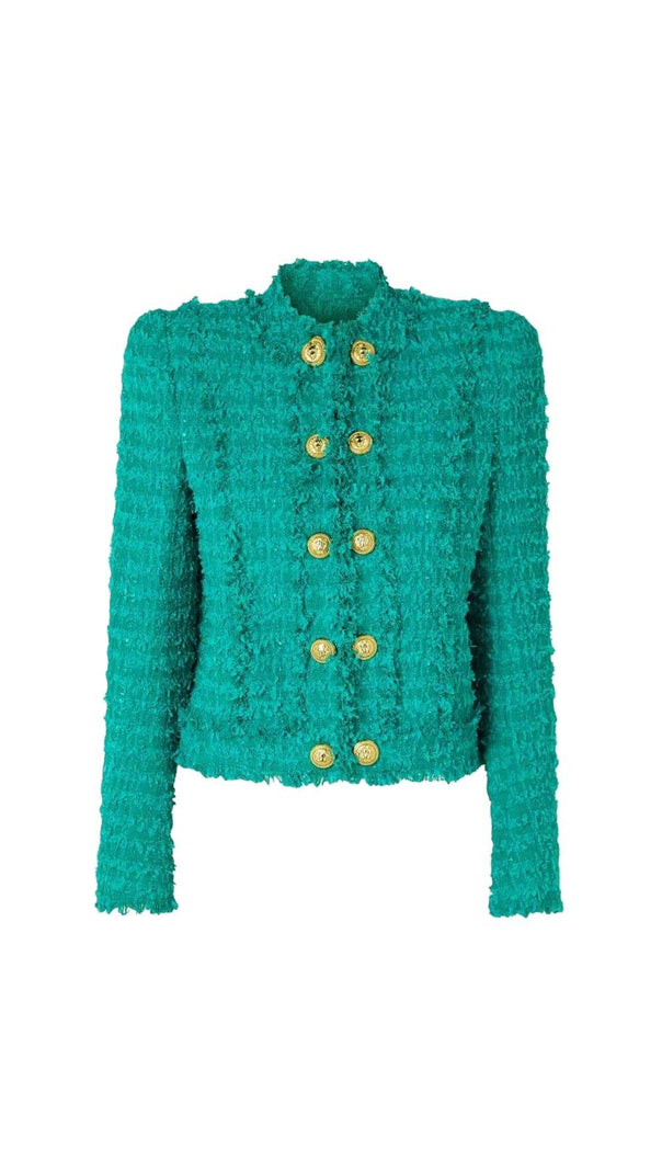 AIIZIE COTTON-BLEND TWEED JACKET IN GREEN - product image