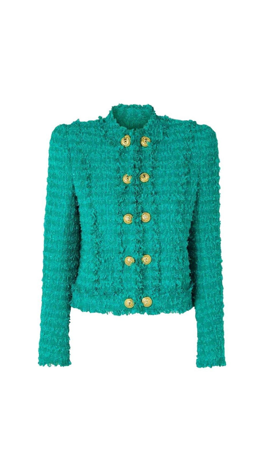 COTTON-BLEND TWEED JACKET IN GREEN