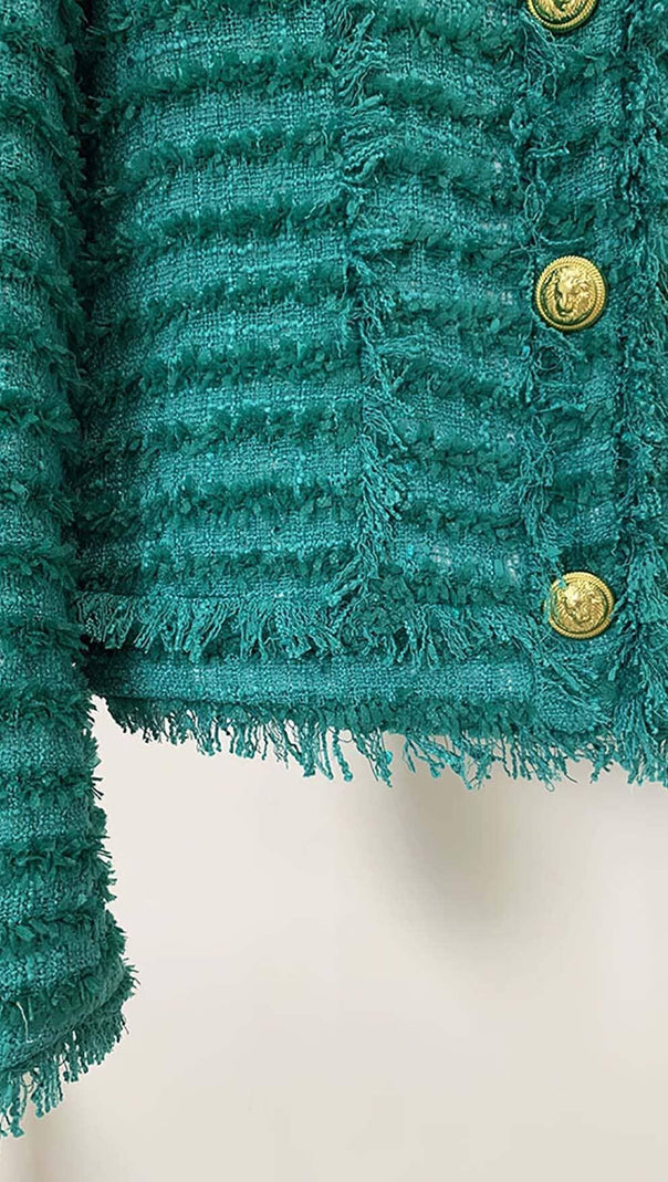 AIIZIE COTTON-BLEND TWEED JACKET IN GREEN - product image