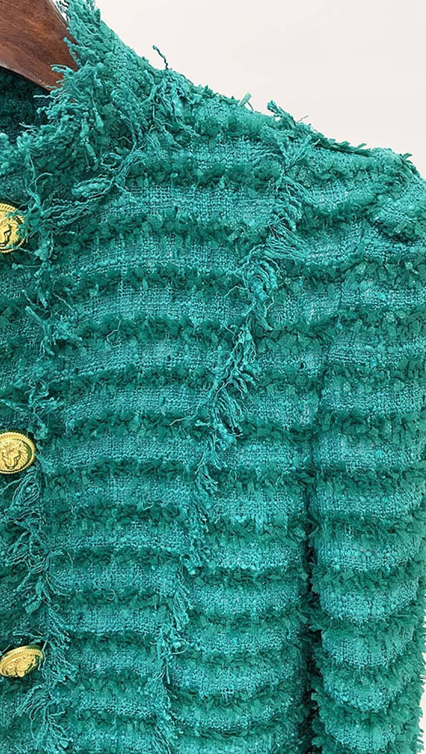 AIIZIE COTTON-BLEND TWEED JACKET IN GREEN - product image