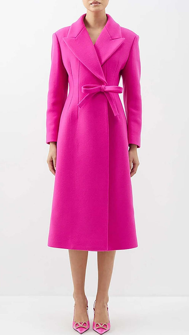 AIIZIE DOUBLE WOOL BLEND LONG COAT IN PINK - product image