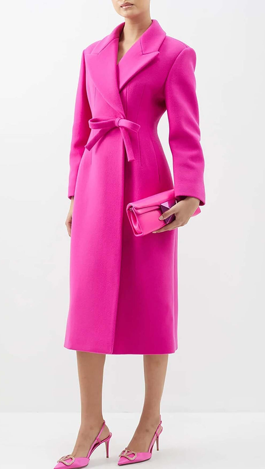 DOUBLE WOOL BLEND LONG COAT IN PINK