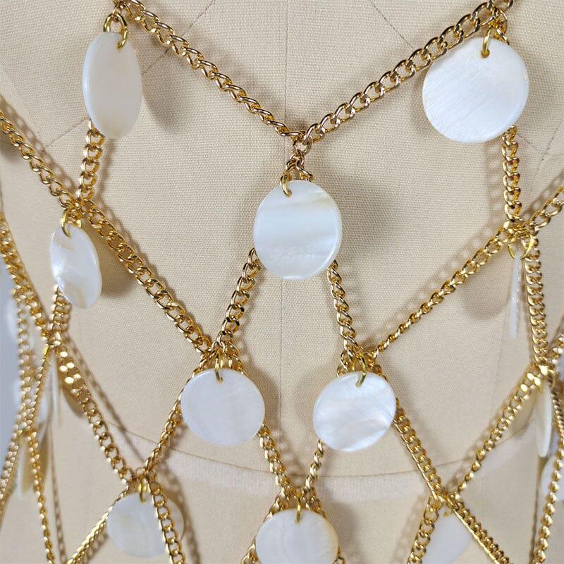 Body-Chain-Kleid mit Verzierung und Fransen