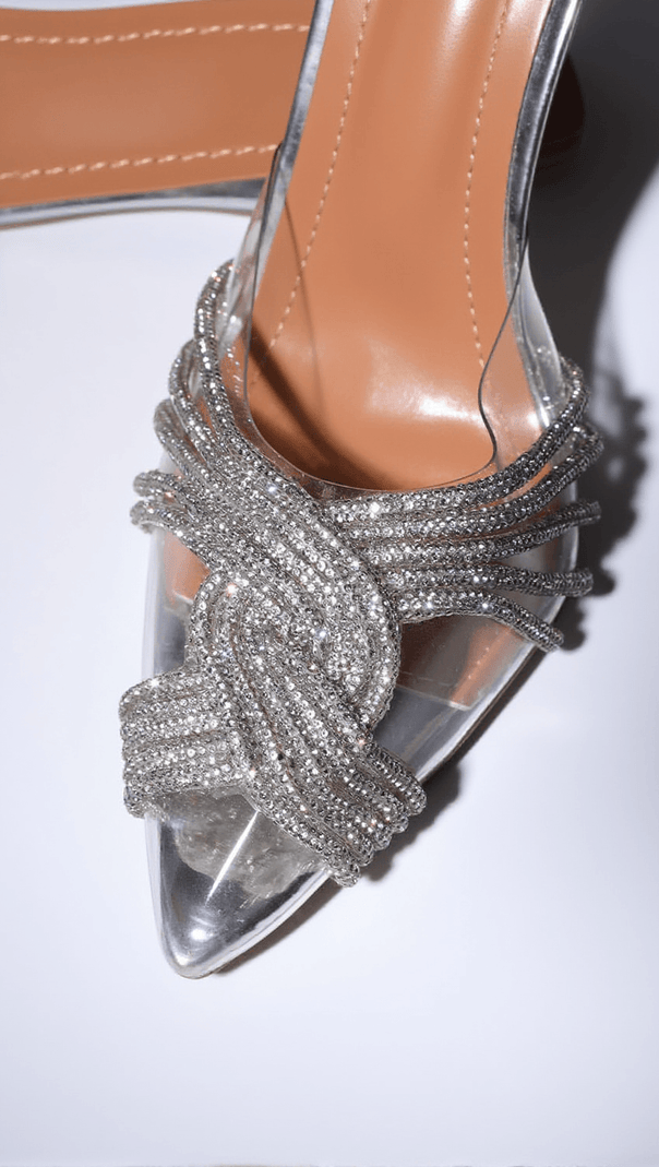 AIIZIE LUMI CRYSTAL EMBELLISHED SANDALS IN SILVER - product image
