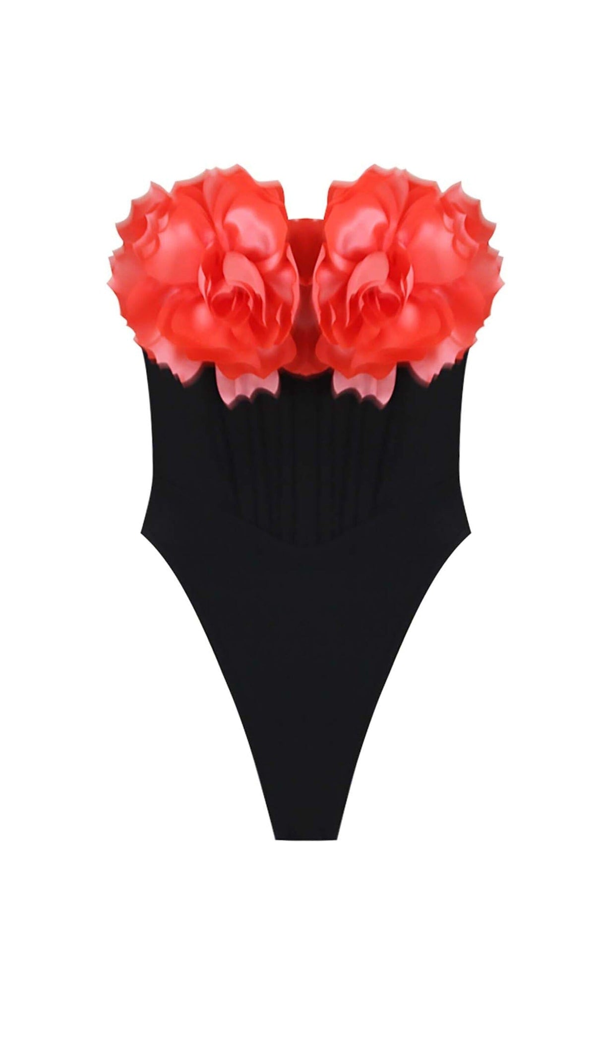 AIIZIE FLORAL APPLIQUÉD CORSET SWIMSUIT IN BLACK - product image