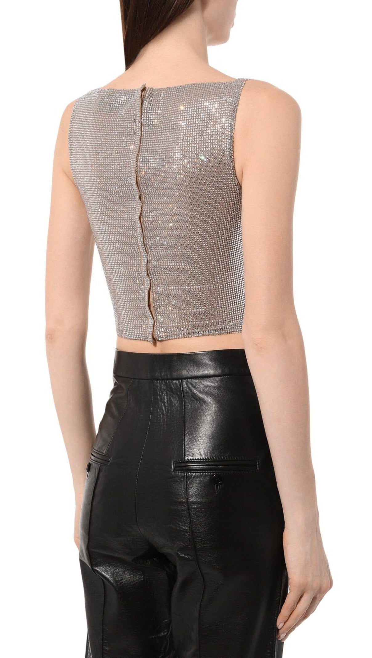 AIIZIE FLORAL CYCSTAL EMBELLISHED SUIT IN METALLIC SILVER - product image