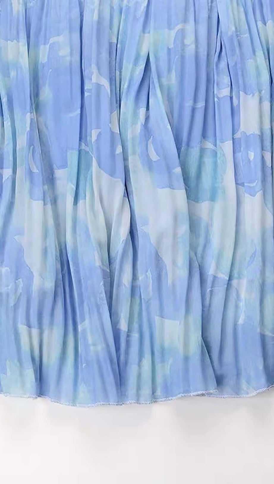 ABITO MIDI PLISSETTATO CON STAMPA FLOREALE BLU