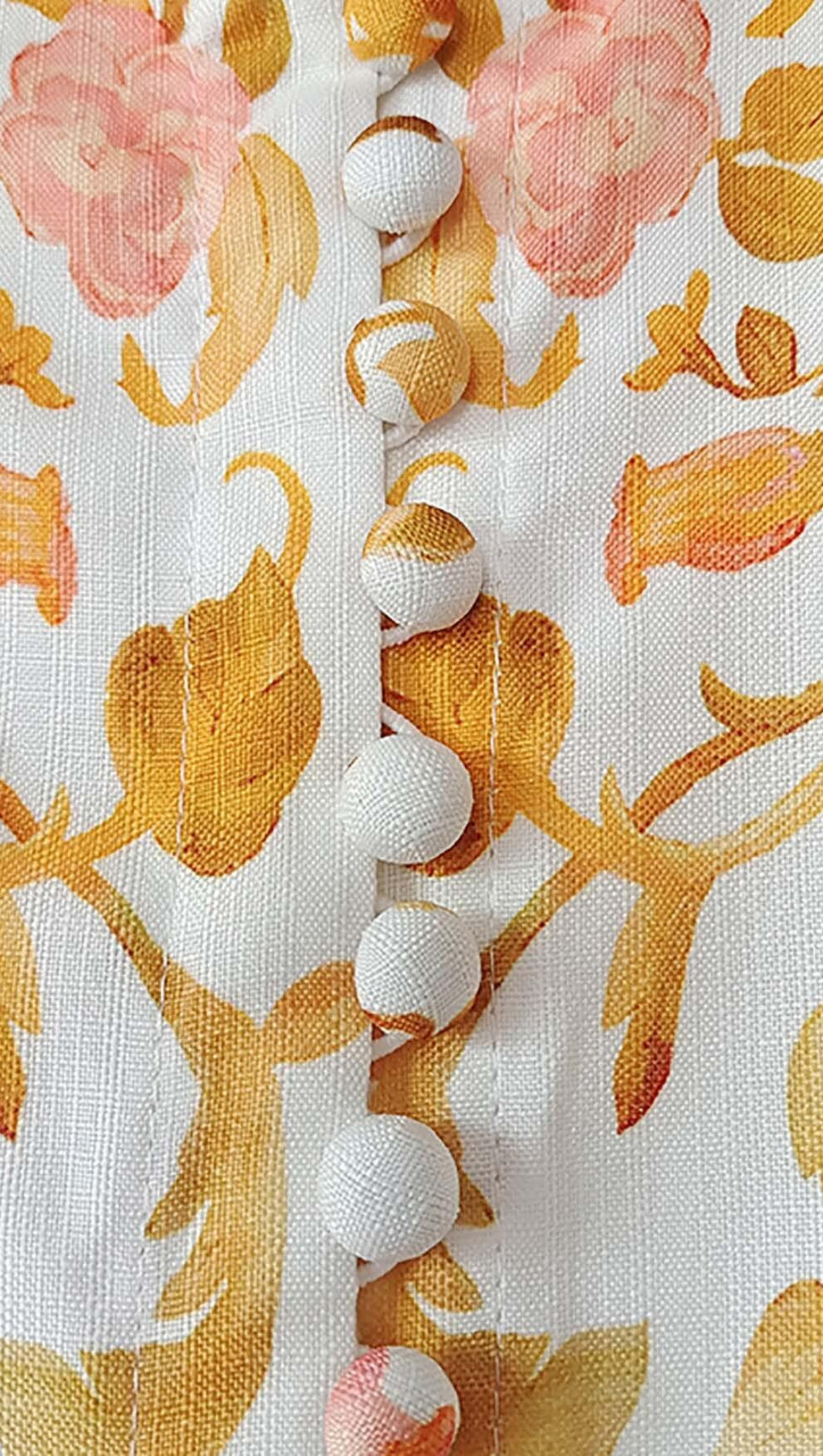 ABITO MIDI CON CINTURA IN CORDA E STAMPA FLOREALE IN AVORIO