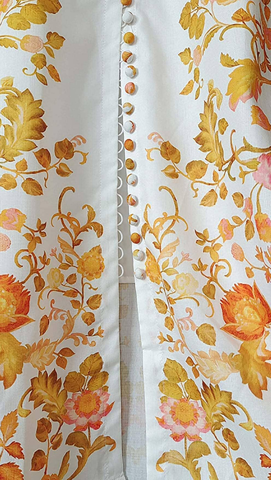 ABITO MIDI CON CINTURA IN CORDA E STAMPA FLOREALE IN AVORIO