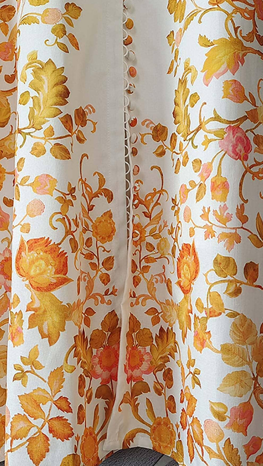 ABITO MIDI CON CINTURA IN CORDA E STAMPA FLOREALE IN AVORIO