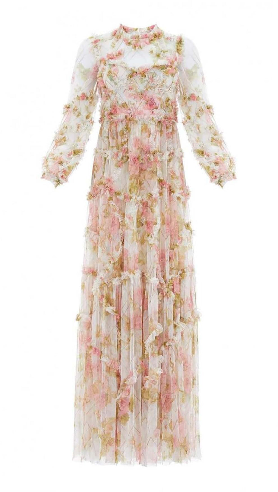 FLORAL-PRINT RUFFLED MAXI DRESS