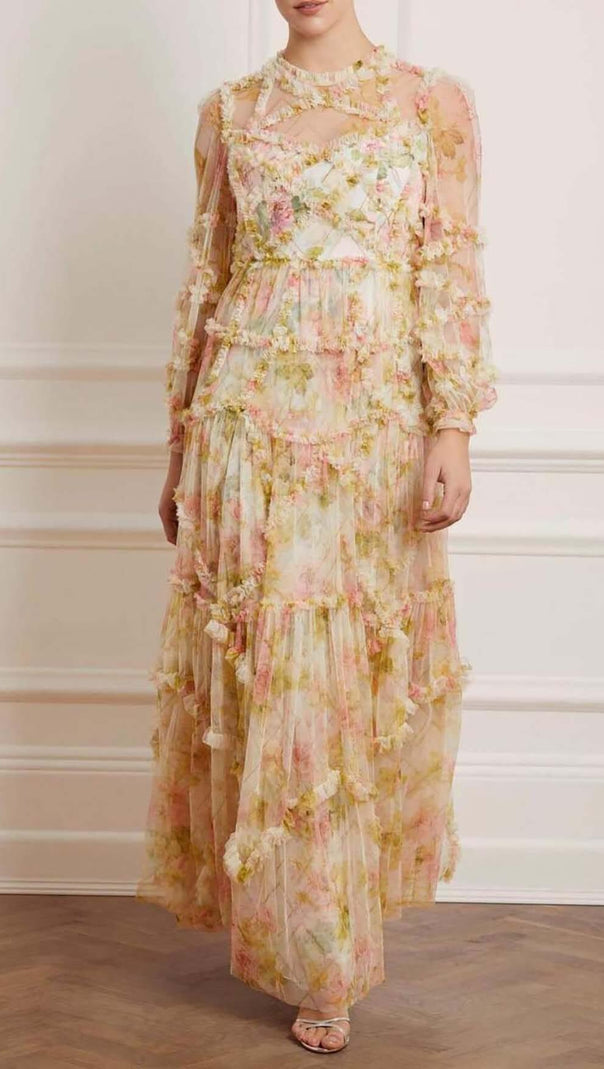 AIIZIE FLORAL-PRINT RUFFLED MAXI DRESS - product image