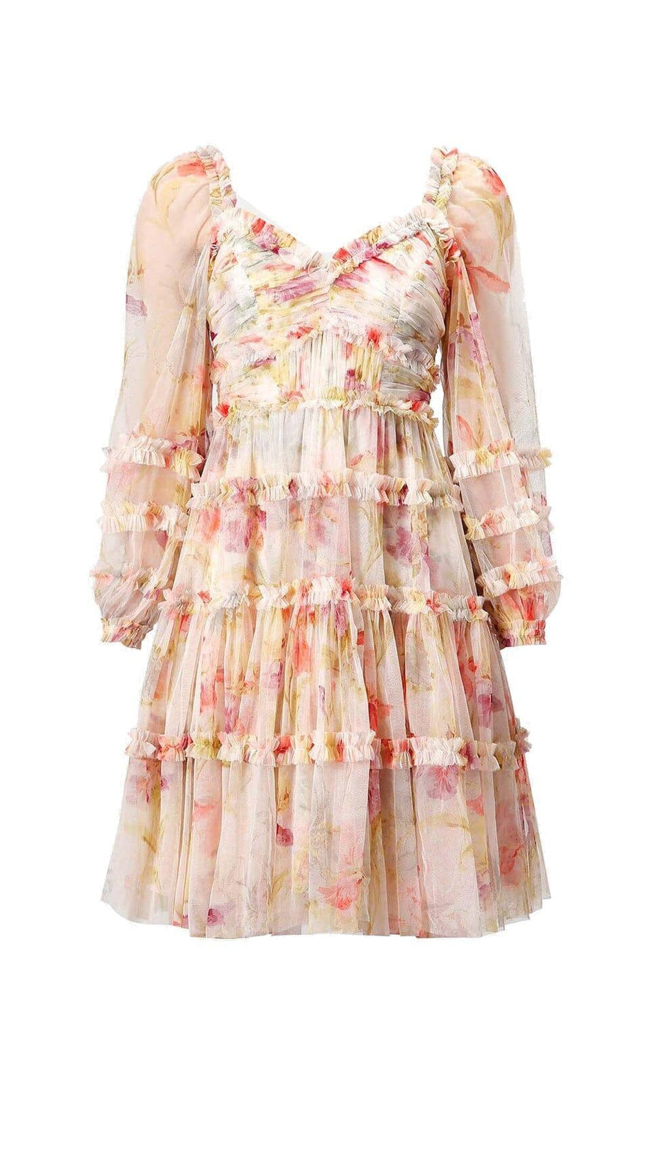 FLORAL-PRINT RUFFLED MIDI DRESS