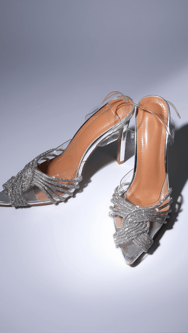 AIIZIE LUMI CRYSTAL EMBELLISHED SANDALS IN SILVER - product image
