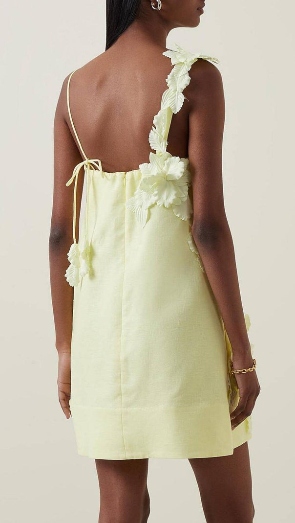 AIIZIE HIGH TIDE FLOWER EMBELLISHED LINEN MINI DRESS - product image
