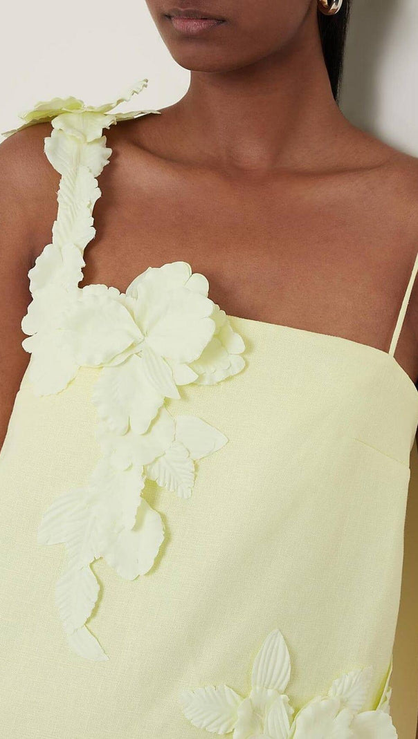 AIIZIE HIGH TIDE FLOWER EMBELLISHED LINEN MINI DRESS - product image