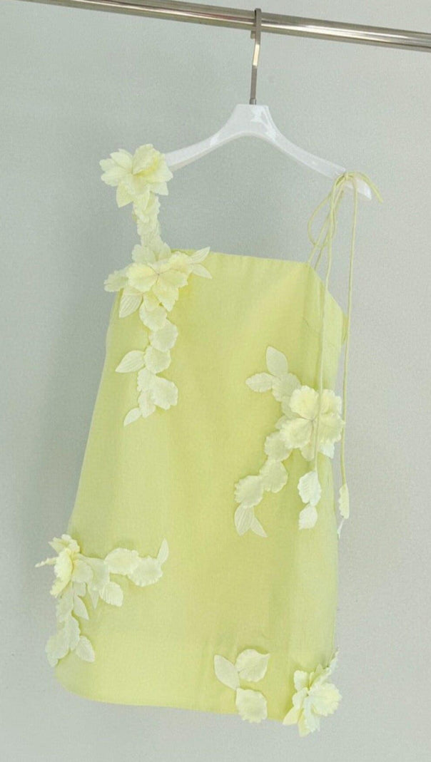 AIIZIE HIGH TIDE FLOWER EMBELLISHED LINEN MINI DRESS - product image
