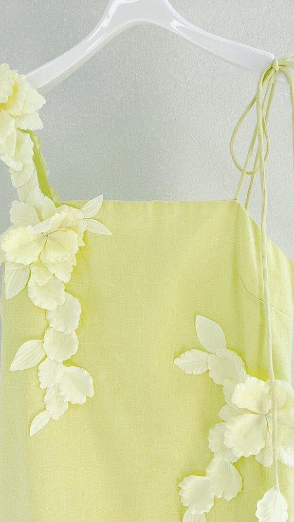 AIIZIE HIGH TIDE FLOWER EMBELLISHED LINEN MINI DRESS - product image