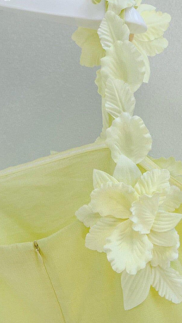 AIIZIE HIGH TIDE FLOWER EMBELLISHED LINEN MINI DRESS - product image