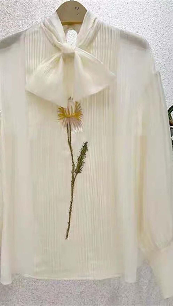 AIIZIE LANTERN SLEEVE EMBROIDERY TWO PIECE SET IN WHITE - product image