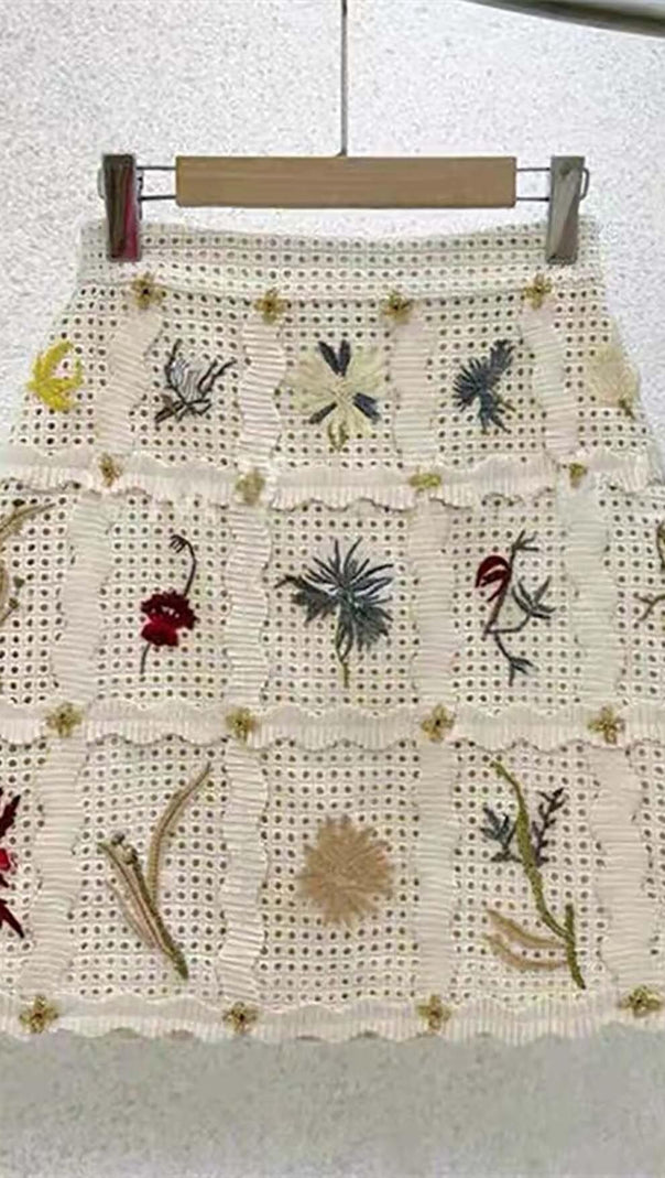 AIIZIE LANTERN SLEEVE EMBROIDERY TWO PIECE SET IN WHITE - product image