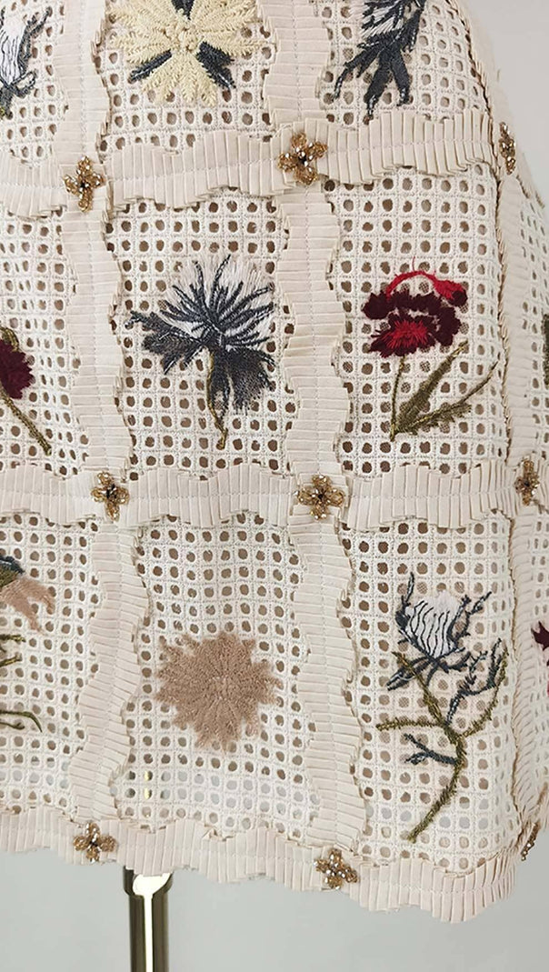 AIIZIE LANTERN SLEEVE EMBROIDERY TWO PIECE SET IN WHITE - product image