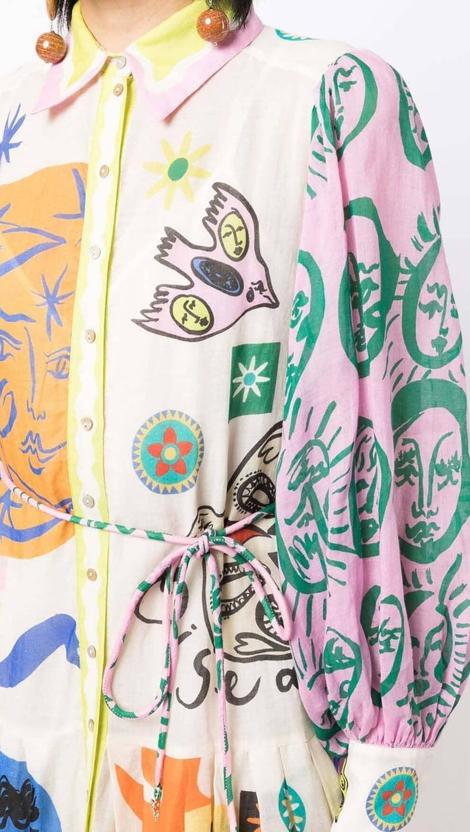 LANTERN SLEEVE PRINT MIDI DRESS