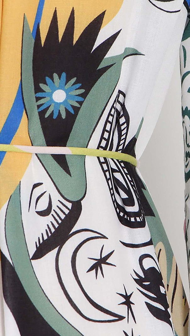 AIIZIE LANTERN SLEEVE PRINT MIDI DRESS - product image