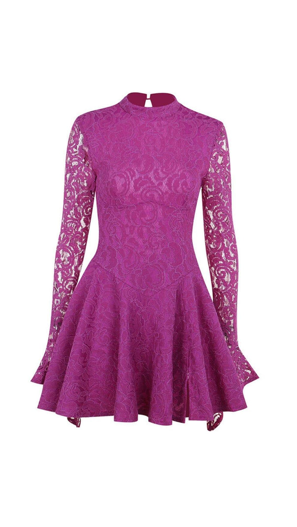 Long Sleeve Hollow Lace Dress