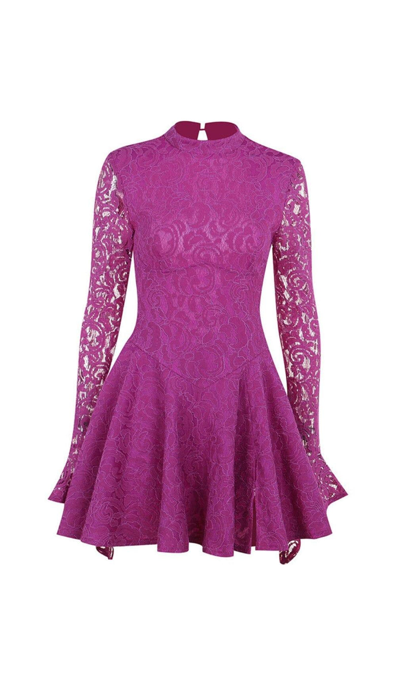 LONG SLEEVE HOLLOW LACE DRESS