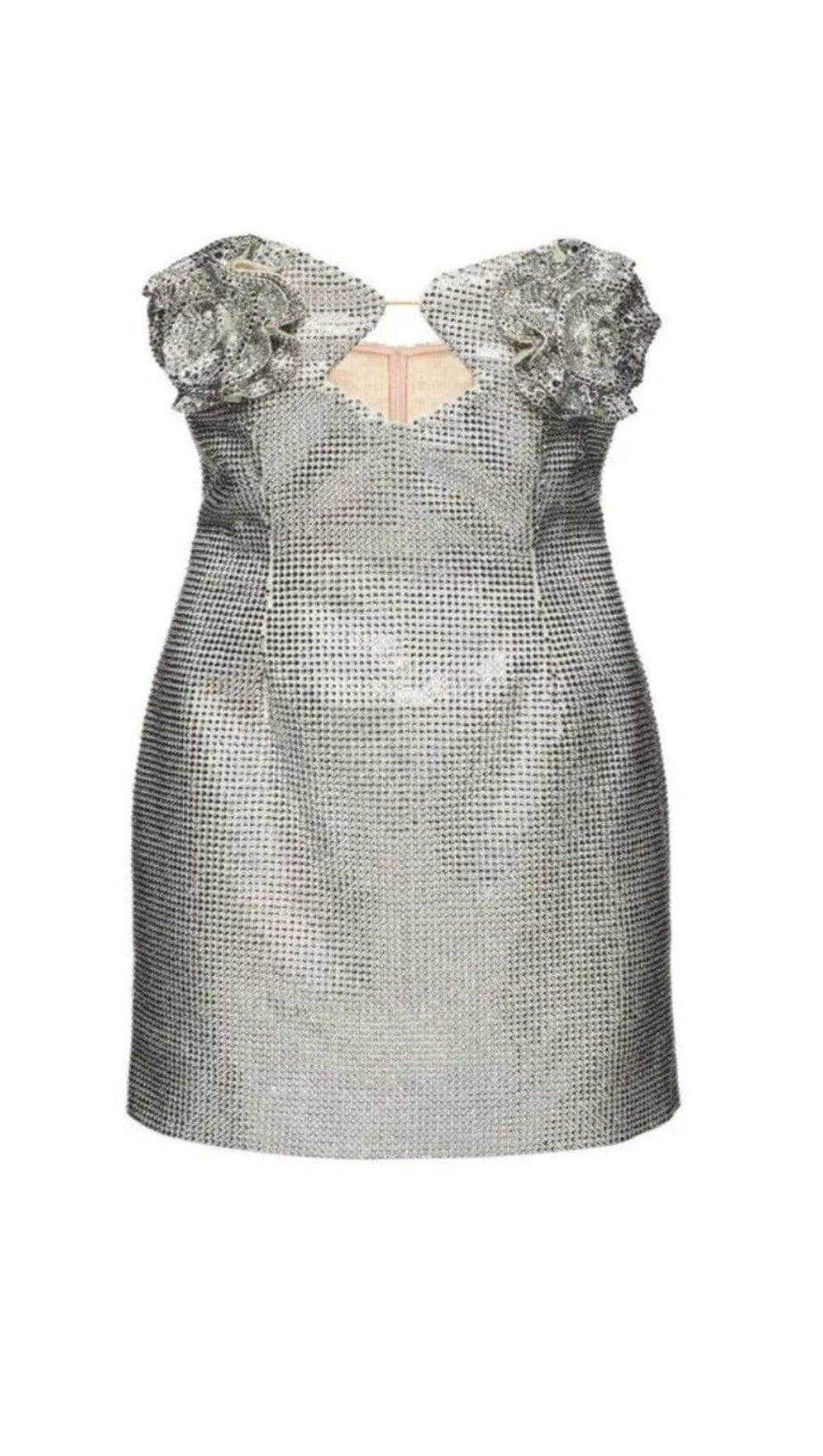 SILVER CRYSTAL-EMBELLISHED MINI DRESS