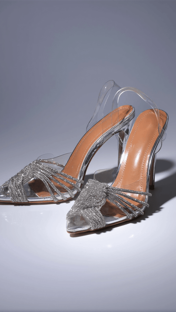 AIIZIE LUMI CRYSTAL EMBELLISHED SANDALS IN SILVER - product image