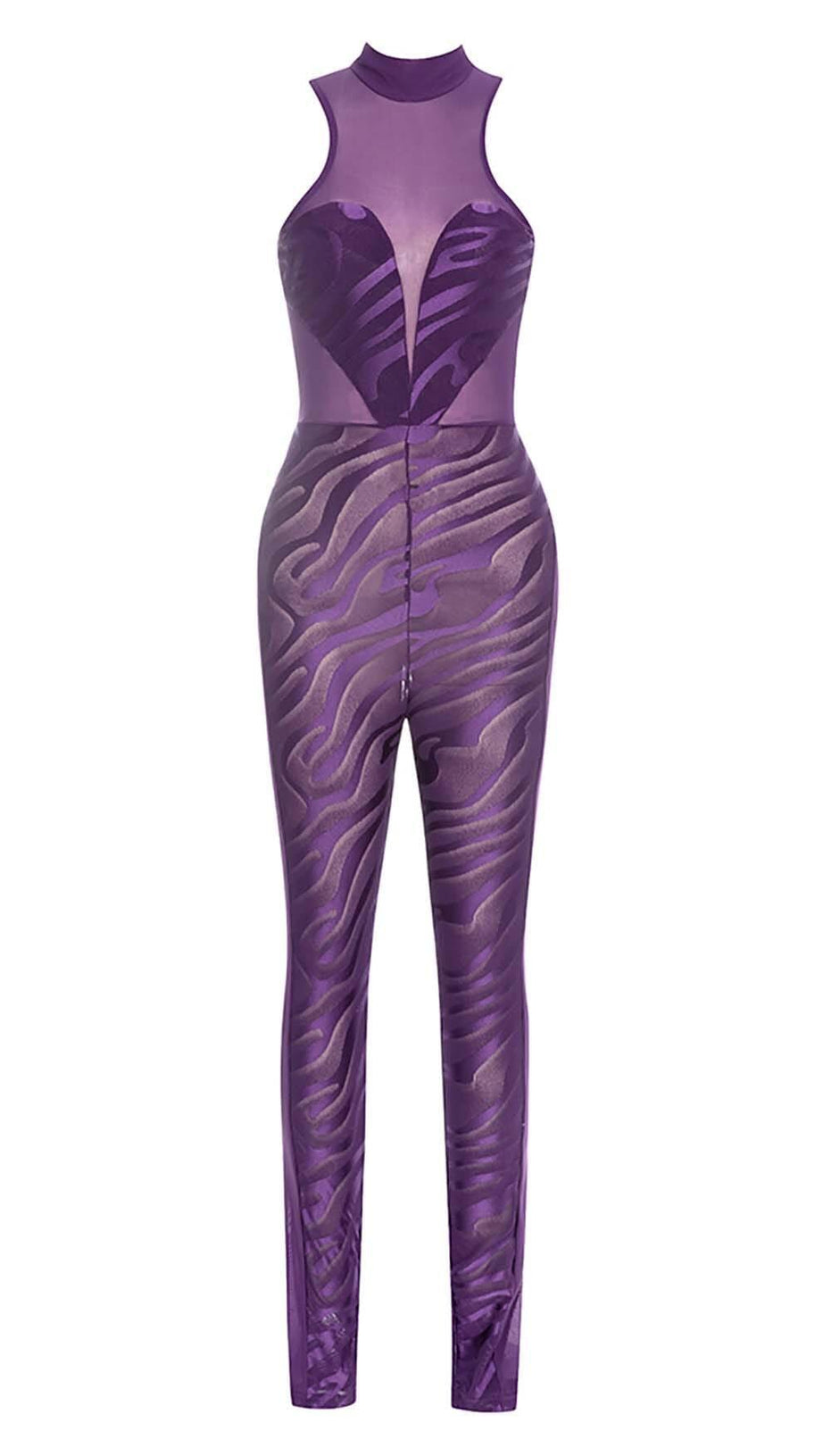 TUTA ADERENTE CON MANICHE SCOPERTE VIOLA