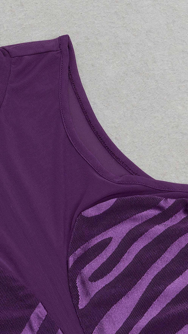 AIIZIE OFF SLEEVE BODYCON JUMPSUIT IN PURPLE - product image