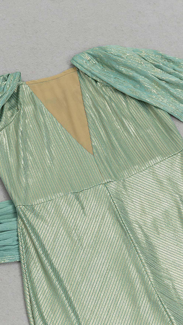 AIIZIE OFF-SHOULDER RIBBON MAXI DRESS IN GREEN - product image