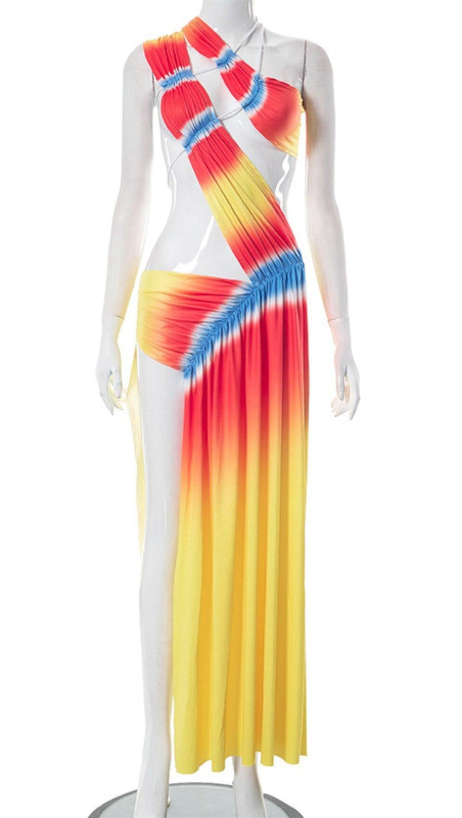 ONE SHOULDER ASYMMETRIC CUTOUT DRESS IN YELLOW