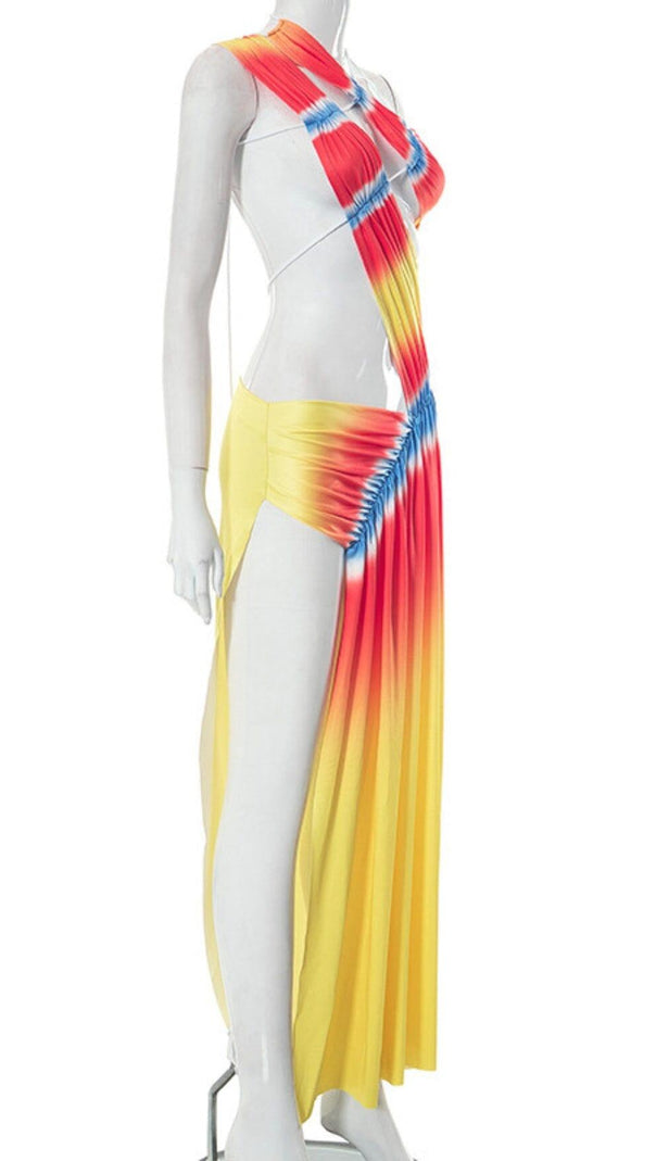 AIIZIE ONE SHOULDER ASYMMETRIC CUTOUT DRESS IN YELLOW - product image