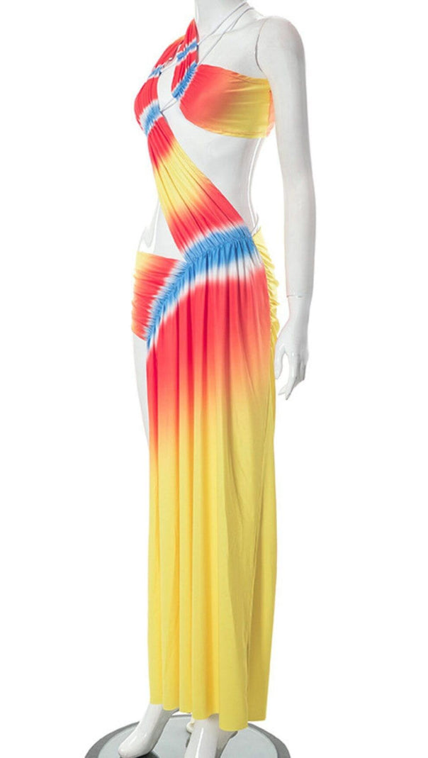 AIIZIE ONE SHOULDER ASYMMETRIC CUTOUT DRESS IN YELLOW - product image