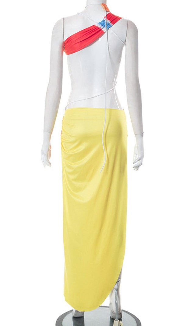 AIIZIE ONE SHOULDER ASYMMETRIC CUTOUT DRESS IN YELLOW - product image