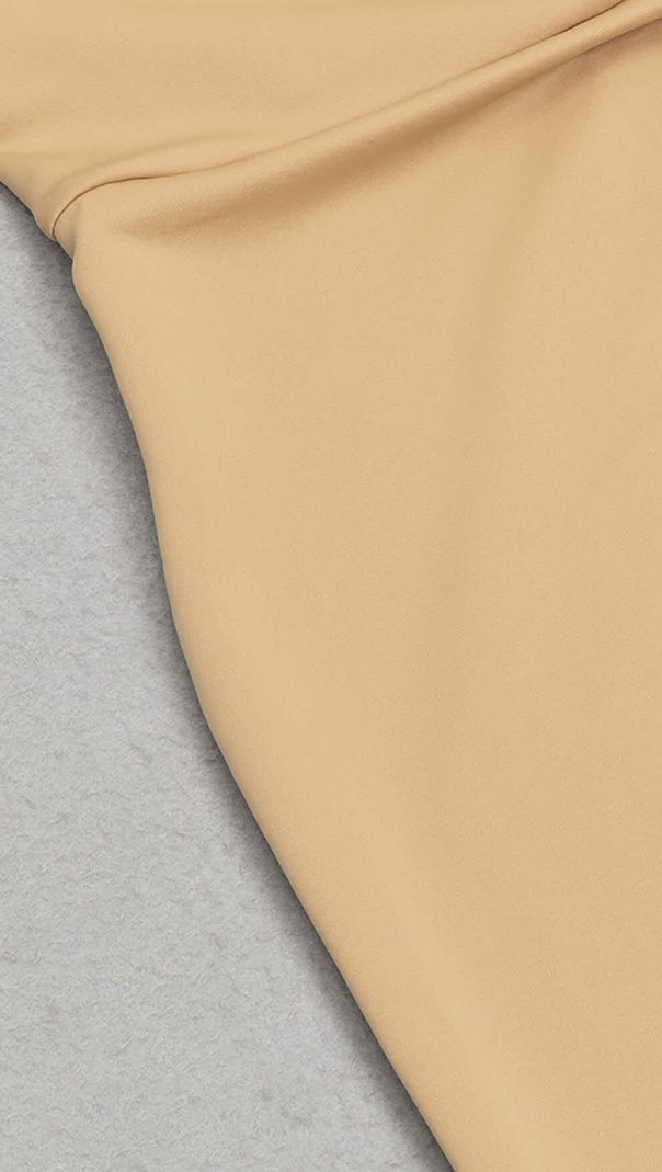 AIIZIE ONE SHOULDER BANDAGE MAXI DRESS IN APRICOT - product image
