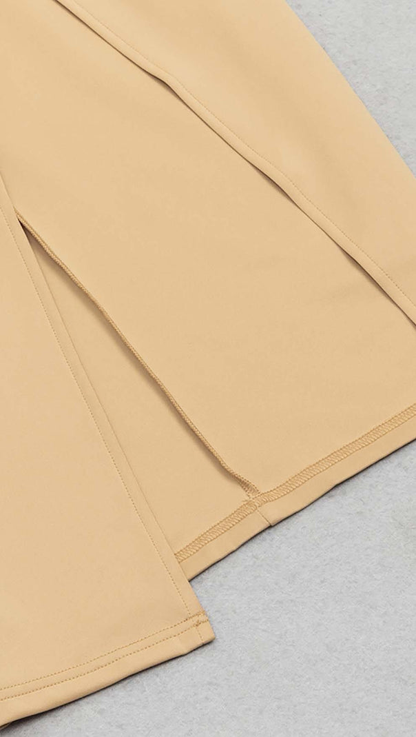 AIIZIE ONE SHOULDER BANDAGE MAXI DRESS IN APRICOT - product image