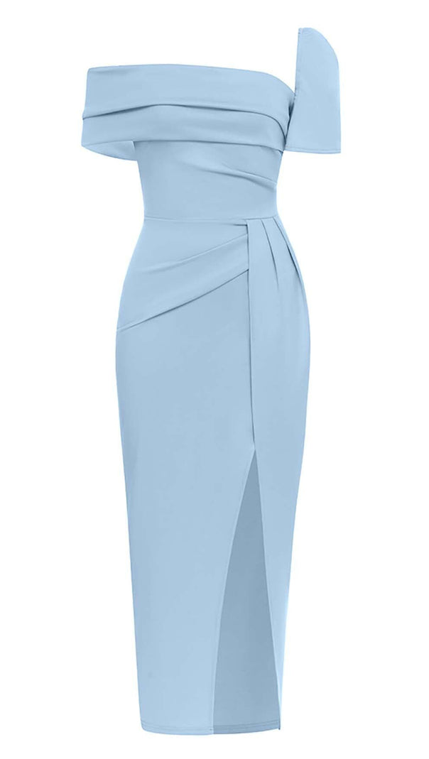 AIIZIE ONE SHOULDER BANDAGE MAXI DRESS IN LIGHT BLUE - product image