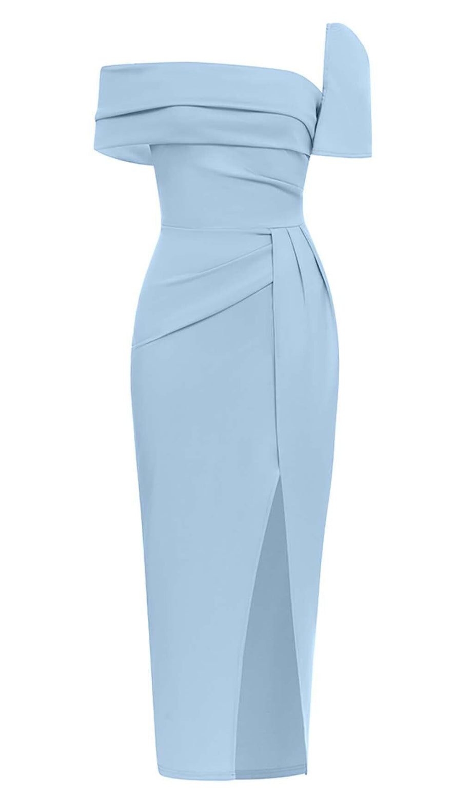 ONE SHOULDER BANDAGE MAXI DRESS IN LIGHT BLUE