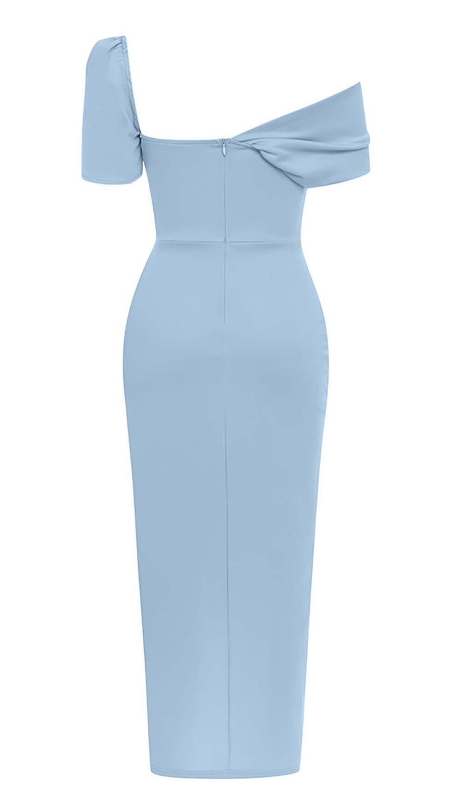 ABITO LUNGO MONOSPALLA CON FASCE AZZURRO