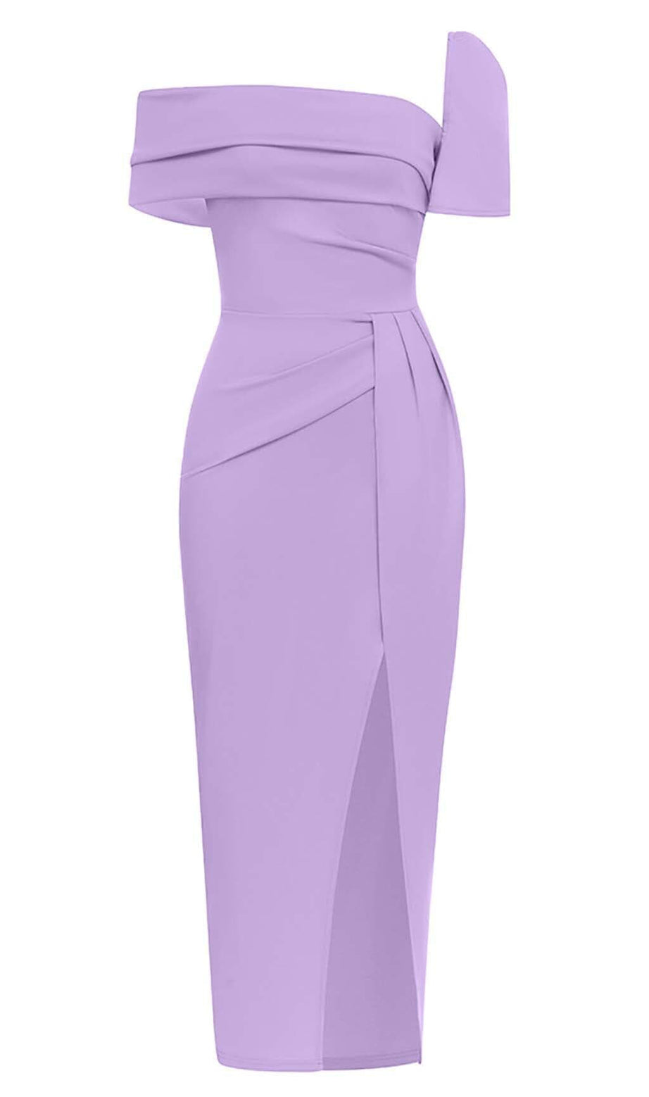 ONE SHOULDER BANDAGE MAXI DRESS IN PURPLE