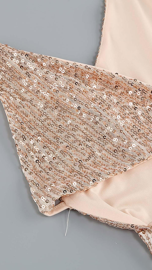 AIIZIE ONE SLEEVE SEQUINS MINI DRESS IN GOLD - product image