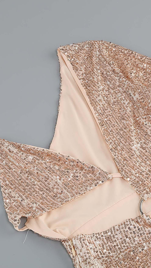 AIIZIE ONE SLEEVE SEQUINS MINI DRESS IN GOLD - product image