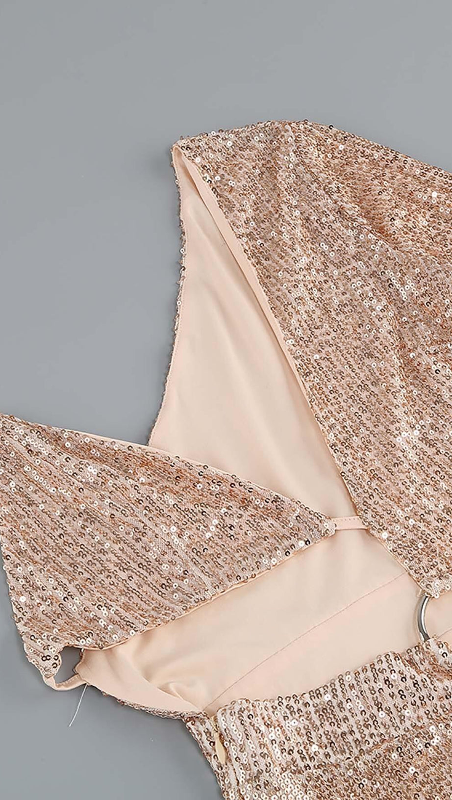 MINI ABITO CON PAILLETTES A MANICA MONOCROMATICA IN ORO