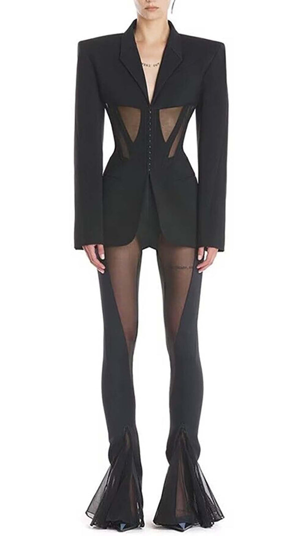 AIIZIE PANELED PERSPECTIVE JACKET SUIT IN BLACK - product image